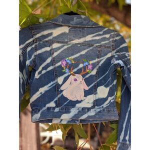 Unique Upcycled And embroidered Childrens Denim Jacket Mudd brand Size 7/8